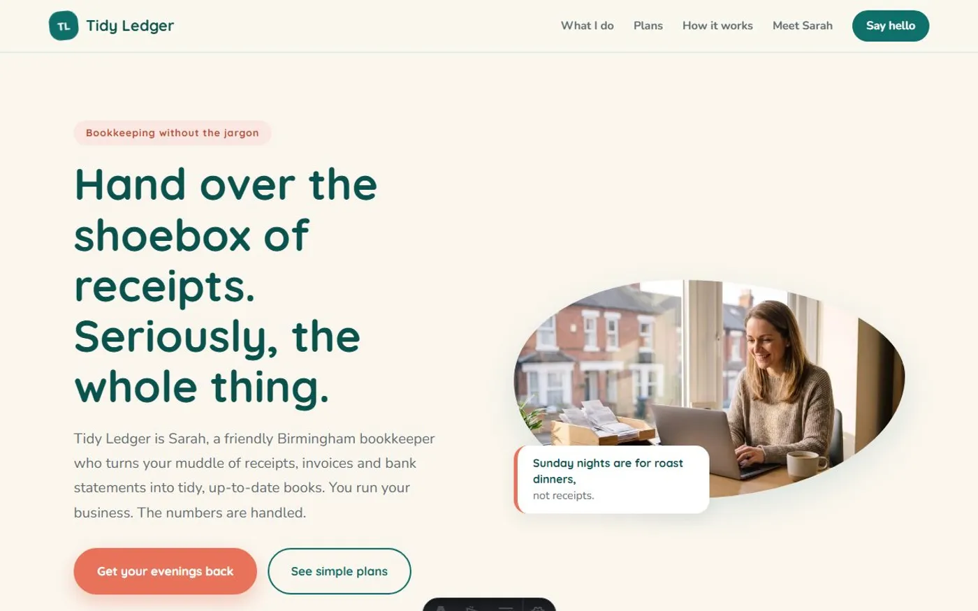 Tidy Ledger Bookkeeping, a sample bookkeeper website we designed